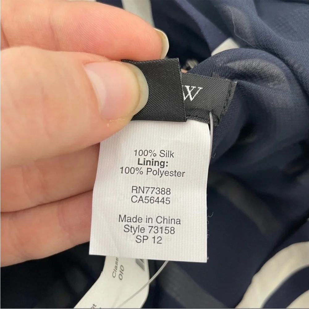 J CREW Navy Blue White Silk Striped Summer Dress - Picture 9 of 9